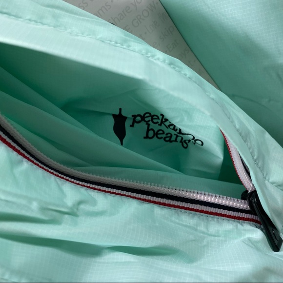 PEEKABOO BEANS Green Windbreaker Juniors Medium Full Zip Hoodie Lightweight Coat - Picture 7 of 13